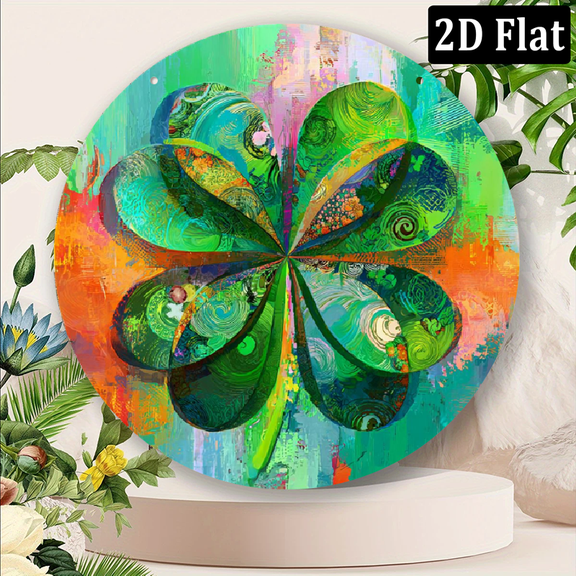 2D Flat, 1pc Vintage Celtic Knot Metal Wall Decor - Lucky Four-Leaf Clover.8*8 inch