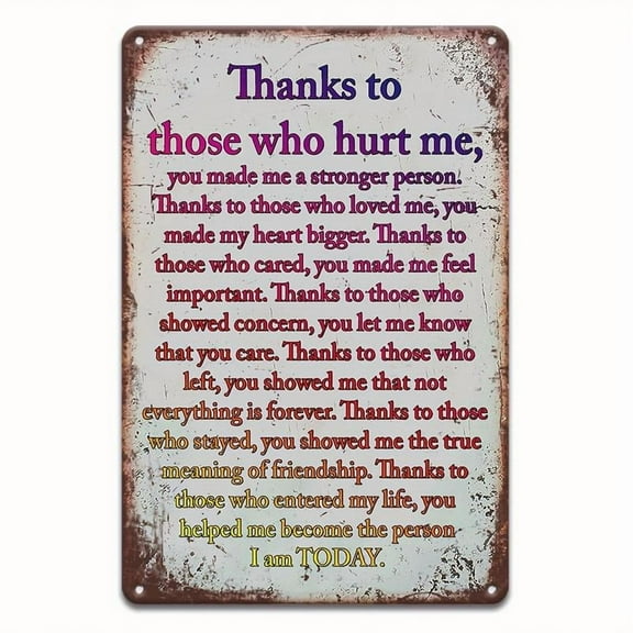 2D Flat 1pc Vintage Gratitude & Inspirational Metal Wall Sign - 8x12 Inch Rustic Home Decor with Heartfelt Message, Spiritual Growth Art for Living Room, Office, Bedroom - No Electricity Needed, Fron
