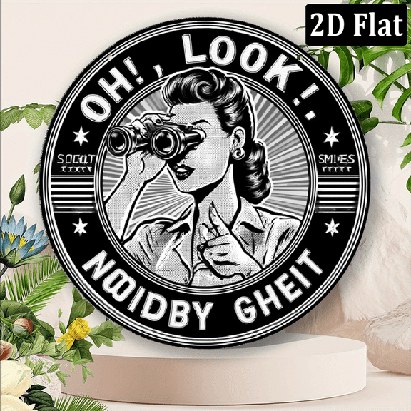 2D Flat, 1pc Vintage Humorous Metal Sign OH, LOOK! NOBODY GIVES A SHI - Retro 8x8 Inch Aluminum Wall Art with Pre-Drilled Holes, No Electricity Needed, Ironic Home Decor for Living Room, Bar