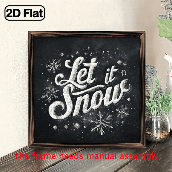 2D Flat, 1pc Vintage Snowflake Framed Wooden Sign Rustic Christmas Decor, Inspirational Wall Art for Living Room, Bedroom, Desktop Display, Multipurpose Tabletop Plaque with8*8in