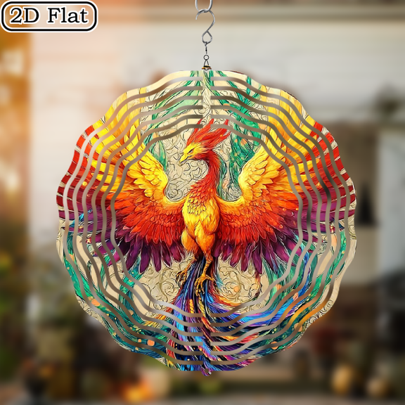2D Flat, 1pc Vivid Phoenix Pattern Wind Spinners Hanging ornaments Colorful Hanging Wind Spinner for Outdoor Indoor Decorations Perfect for Thanksgiving Christmas Halloween Creative Gifts Parties