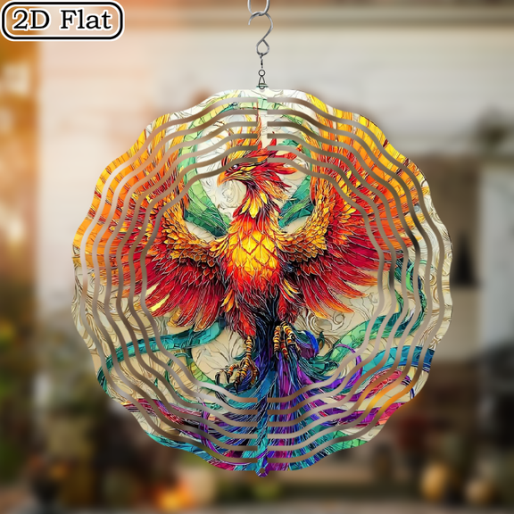 2D Flat, 1pc Vivid Phoenix Pattern Wind Spinners Hanging ornaments Colorful Hanging Wind Spinner for Outdoor Indoor Decorations Perfect for Thanksgiving Christmas Halloween Creative Gifts Parties,