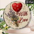 thumbnail image 1 of 2D Flat, 1pc, With Love  Balloons Design, Round Metal Plaque, 8x8 inches, Romantic Home Cafe Decor, Indoor Outdoor Wall Art., 1 of 6
