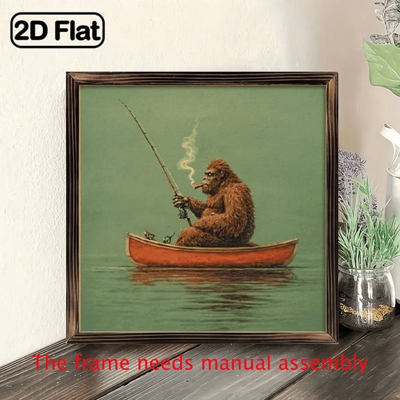 2D Flat, 1pc Wooden Framed Wall Art, 8x8 Inch, DecorativeSign, Plaque, 1pc Exquisite wooden frame Poinsettia-boat-fishing-fishing-art-printing is an ideal decoration choice for homes, office.