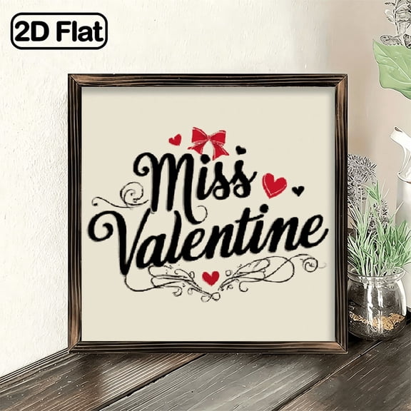 2D Flat, 1pc d Hanging Decorative Sign 8x8 Inch, Miss Valentine Heart Hanging Sign for Front Door Wall Decor, Romantic Gift for Wife Girlfriend, Valentine's Day Home Decor, Entrywa