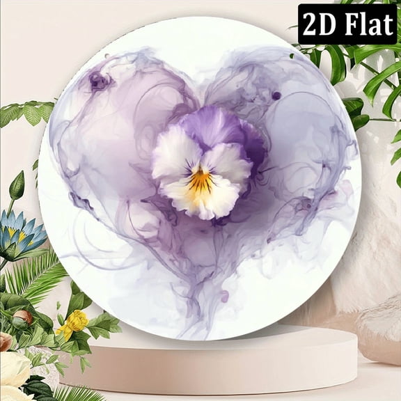 2D Flat, 1pc8 Inch Heart-Shaped Wind Chime - Rotating Metal Wind Spinner, Elegant Purple Iris Flower Design, Durable OutdoorIndoor Hanging Garden Decor for Patio, Wedding, Housewarming, Birthda