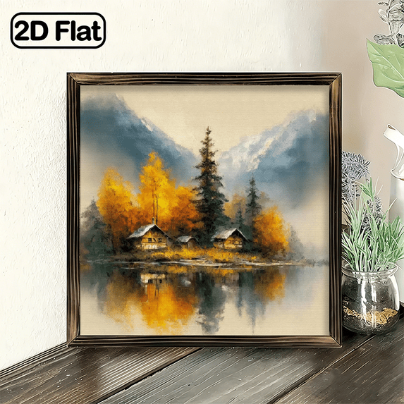 2D Flat, 1pc wooden frame Hanging Sign 8x8 Inch for Home Decor, Scenic ...