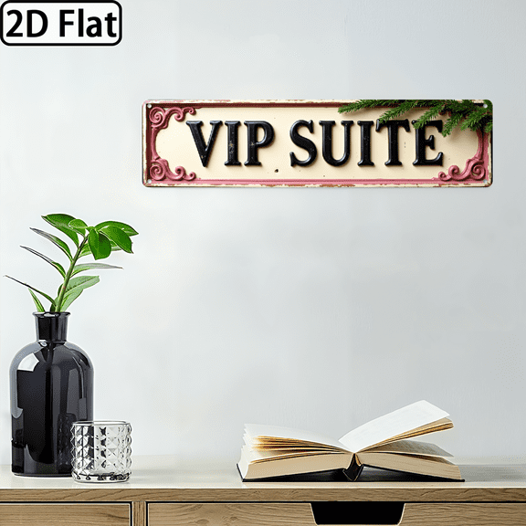 2D Flat, 1pcs Retro Country Style VIP Suite Sign-Metal Wall Decoration, 16x4inch Indoor and Durable Decoration, Suitable for Farmhouse, Cafe, Courtyard- Easy to Install, Creative Gift, Home Decora