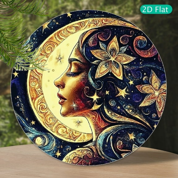 2D Flat, 2D, 1pc, Moon Goddess Aluminum Wall Art for Home and Bar Decoration, Perfect Summer Gift for Friends and Family, Perfect for Room Decor