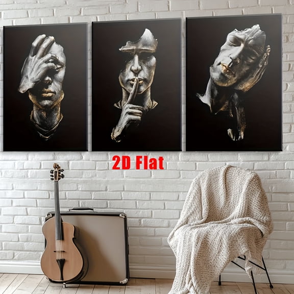 2D Flat, 2D/Flat, 3pcs/set, canvas paintings-frameless, for Man with a cigar in his mouth, Posters and prints, living room, office decor, wall art, Bedroom, School, cafe, abstract, home decoration,