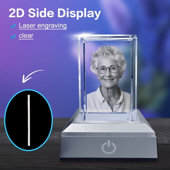 2D Flat 3D Carved Rectangular Ornament, Custom Photo & 2D Engraving, Multi-Color LED Base Night Light, Ideal Decor for Bedroom Living Room Office, Perfect Christmas Gift