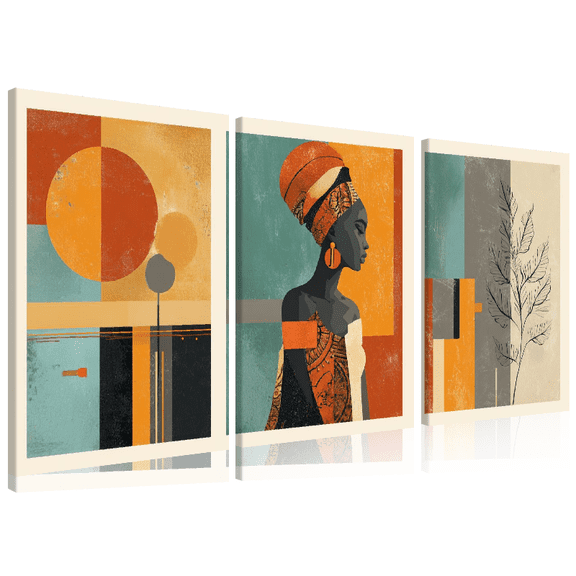 2D Flat, 3pcs Abstract Ethnic African Wall Art Set Afro Bohemian Canvas Decor Art for Bedroom Living Room Corridor Wall Decoration No Framed, 2D Flat, Perfect for Room Decor