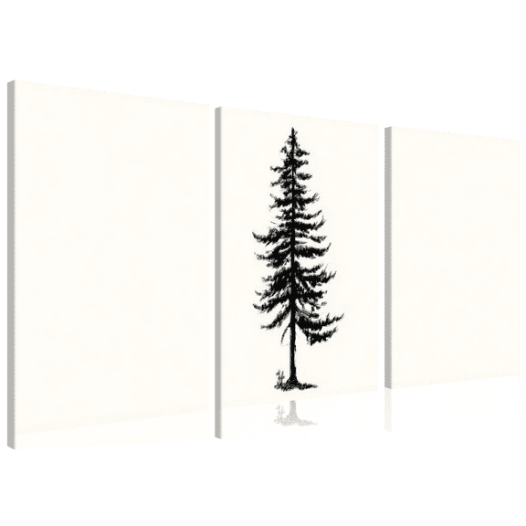 2D Flat 3pcs, Bohemian Nordic style Art, Black and White Pine Tree Prints, Modern Forest Wall Decor, Minimalist Eclectic Art, Rustic Nature Deco 12*16inch*3pcs