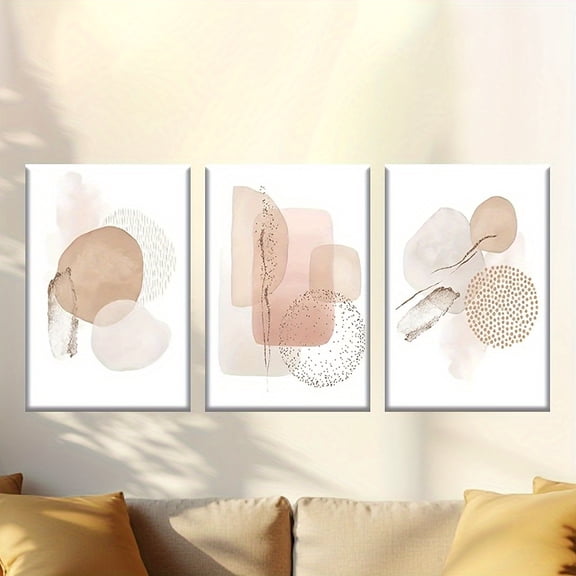 [2D Flat] 3pcs, Canvas Painting--Unframed, Simple Shape Pattern, Artist Drawing Set, Living Room, Office, Library, Bar, Cafe, Abstract Art, Perfect Birthday, Holiday Gift, Easter Egg, April Fools' D