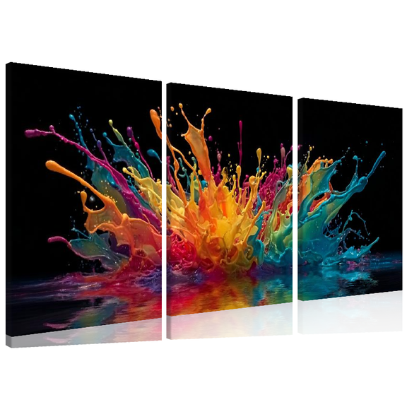 2D Flat, 3pcs Canvas Triptych, modern abstract color canvas art, frameless wall decoration, suitable for living rooms and bedrooms
