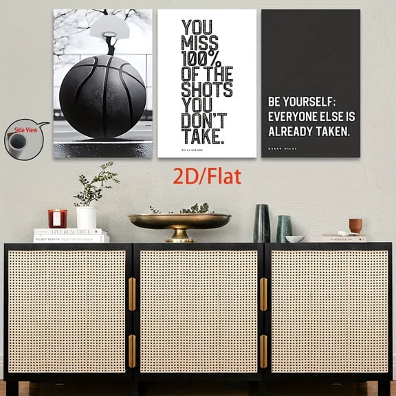 2D Flat 3pcs Frameless Canvas Art Prints - Inspirational Quote Wall Decor with Motivational Phrases, Black & White Design, Perfect for Home Office, Living Room, Kitchen, or Party Decor, Ideal for Ha