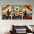thumbnail image 1 of [2D Flat] 3pcs Frameless Canvas Art - Vibrant Southwest Desert Sunset with Cacti & Mountain Landscape, Colorful Abstract Wall Decor for Home, Office, or Party Gifts, Holiday & Birthday Present, Part, 1 of 4