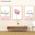 thumbnail image 1 of [2D Flat] 3pcs Frameless Decorative Canvas Print, 2D Flat Hello Gorgeous Wall Art, Blush Pink Floral Print, Stylish Wall Art for Girls' Bedroom, Home & Living Room Decoration, 2D Flat, Perfect for R, 1 of 4