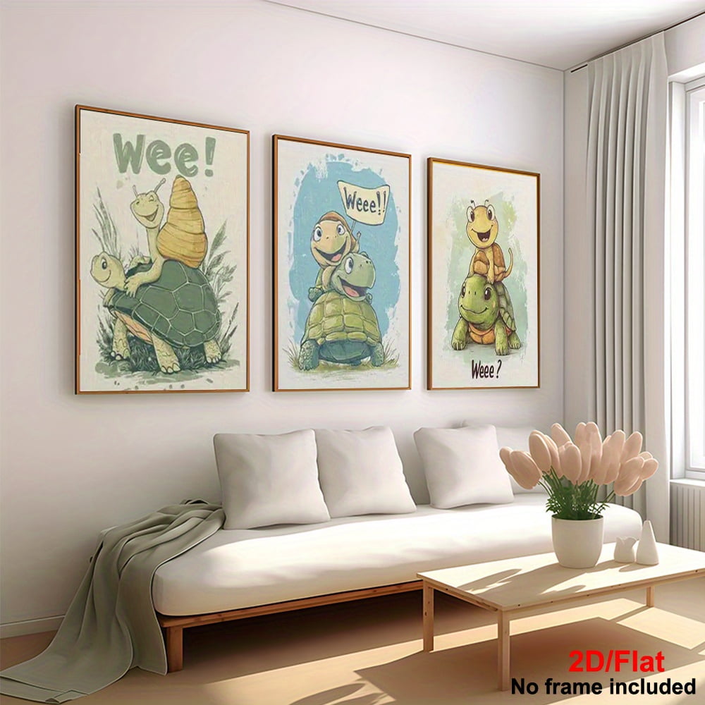 [2D Flat] 3pcs, Living Room Decorative Painting, 2D Frameless Canvas ...
