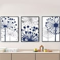 thumbnail image 1 of 2D Flat, 3pcs Navy Blue White Grey Abstract Floral Dandelion Canvas Wall Art Set - Minimalist Modern Navy Blue & White Posters, Unframed Flat 2D Wall Decor for Bedroom, Living Room, Dorm, Corridor -, 1 of 3
