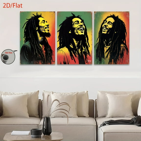 2D Flat 3pcs/Set, 2D/Flat, Canvas Printings--Frameless, Bob Marley Inspired Art Print, Posters And Prints, Living Room, Office, Bar, Cafe, Halloween Gifts, Birthday Gifts, Home Decor, Holiday Gifts,