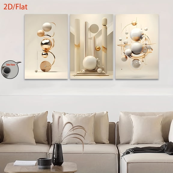 2D Flat 3pcs/Set, 2D/Flat, Canvas Printings--Frameless, Elegant Abstract Sculpture Decor, Posters And Prints, Living Room, Office, Bar, Cafe, Halloween Gifts, Birthday Gifts, Home Decor, Holiday Gif