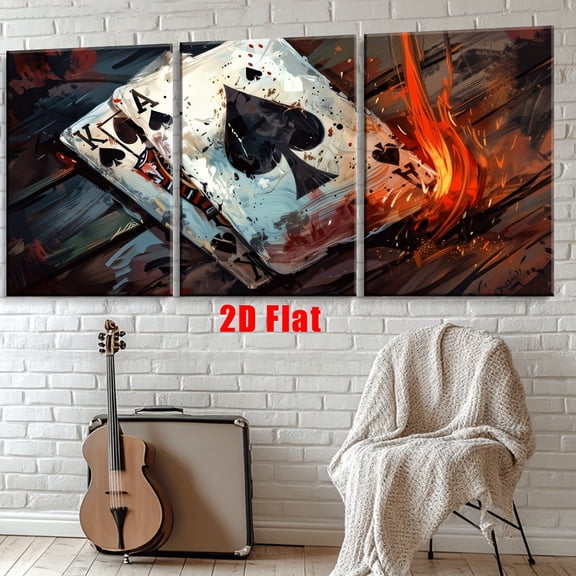 2D Flat, 3pcs Set Frameless Canvas Wall Art - Modern Abstract Lake & Tree Landscape Posters, Vibrant Red, Green, Golden, Brown, - Indoor/outdoor Home Decor For Living Room, Bedroom, Office, Cafe - P