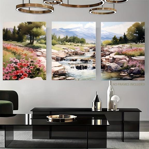 2D Flat, 3pcs Utah Mountain Landscape Wall Art Set - Vintage Bohemian Utah Scenery Frameless Vertical Canvas Posters, Winter Fall Decor for Christmas, for home in, Bedroom, - American Wilderness /Ou