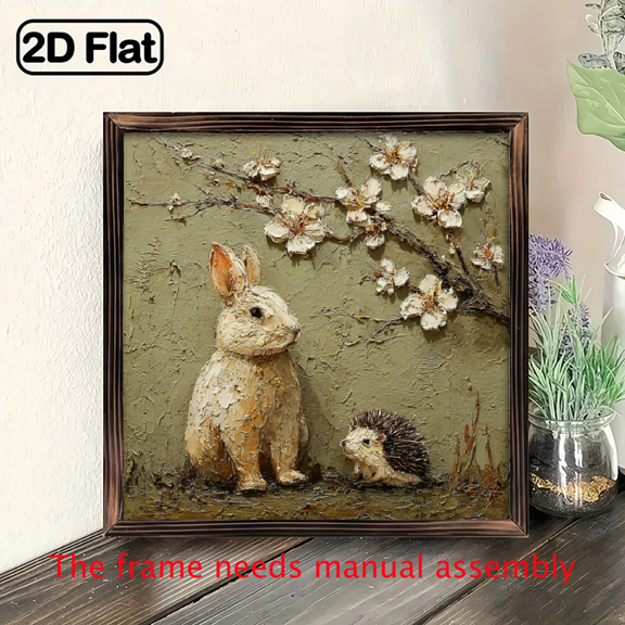 2D Flat 8X8 Inch Framed 2D Flat Images for Bedroom Decoration, Ideal for Farmhouse Wall Art Featuring Floral Designs
