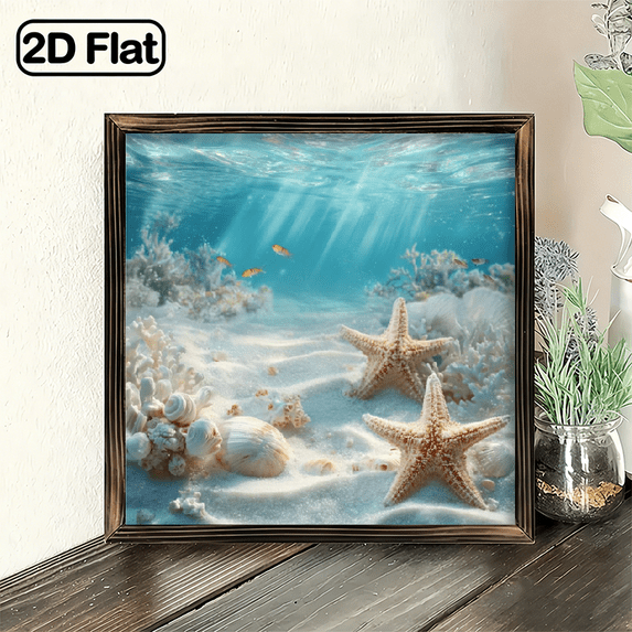 2D Flat,8x8 Inch Decor Plaque, Heart Ocean Starfish Beach Theme Sign ...