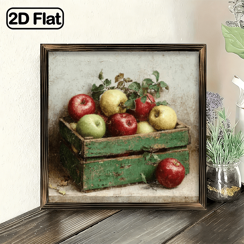 2D Flat,8x8 Inch d Decor Plaque, Rustic Apple Crate Wooden Sign Plaque ...
