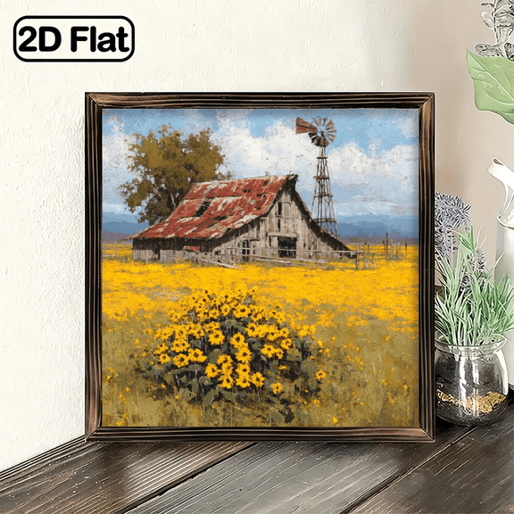 2D Flat 8x8inch Summer Home Decor with Wooden Frame Suitable for on Main Door, Bedroom, Kitchen, Living Room, Ideal for Mother'S Day, Teacher'S Day, Summer Gifts, Seaside Decorations, Pa