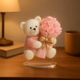 thumbnail image 1 of 2D Flat Acrylic Bear with Flower Decoration - 2026 Anniversary Gifting, Romantic Desktop Home Decor for Living Room & Bedroom, Cute Bear Figurine with Floral Accent, 7.09*7.87in, Red, 1 of 5