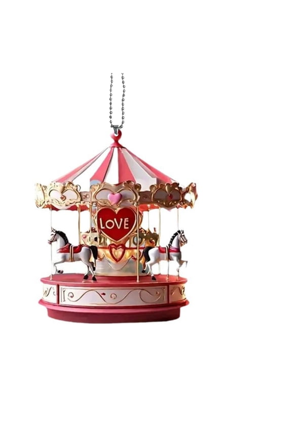 2D Flat Acrylic Carousel Pendant Decoration, Acrylic Car Keychain Pendant , Home Car Hanging Ornaments