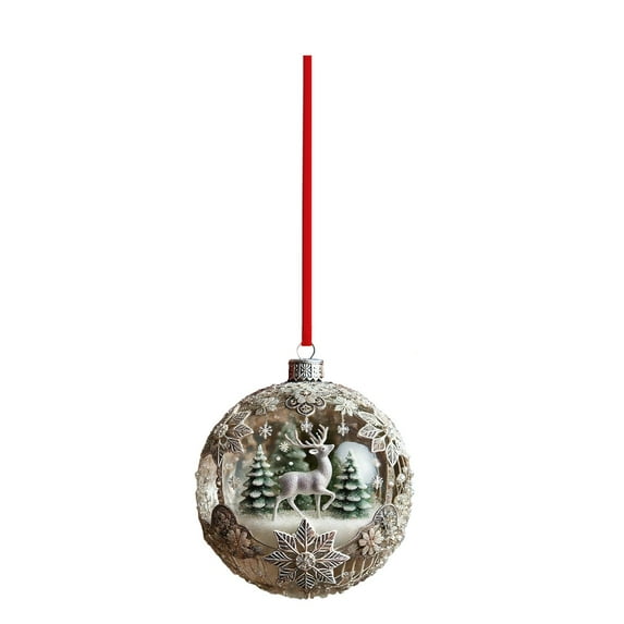 2D Flat Acrylic Christmas Ball Pendant, Vibrant Printed Christmas Tree Decoration, Lightweight Festive Scene Layout Accessories, Holiday Hanging Decor & Gift
