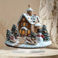 thumbnail image 1 of 2D Flat Acrylic Christmas Gingerbread House Ornaments - Light-Up Festive Decorations for Holiday Home & Tree Arrangements, 1 of 6