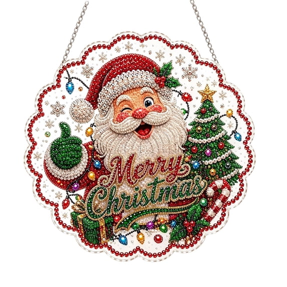 2D Flat Acrylic Christmas Hanging Sign 7.87in, Merry Xmas Ornament for Wall Door and Holiday Tree Indoor Mantel Home Decor.