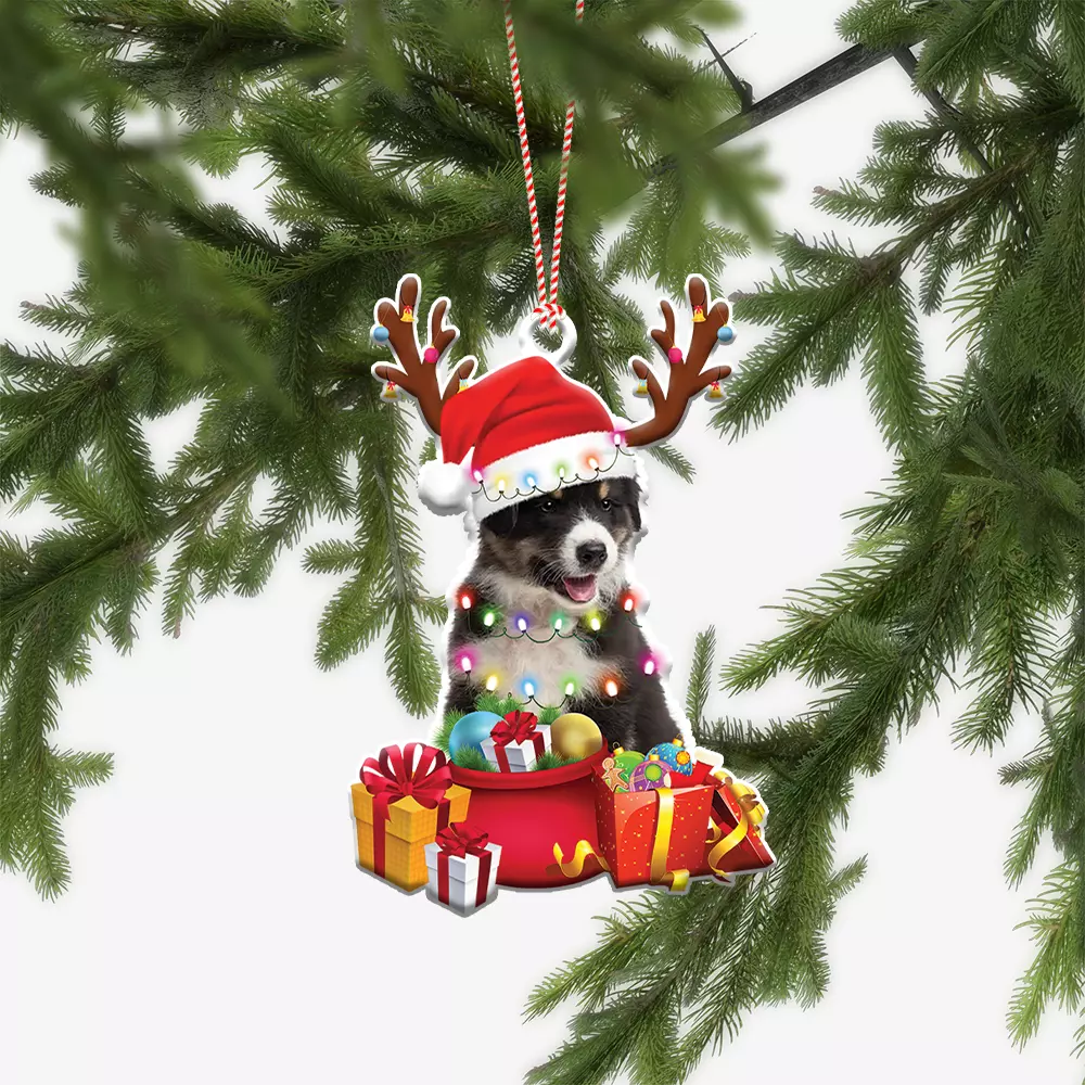2D Flat Acrylic Christmas Ornament Australian Shepherd Dog Christmas — free download