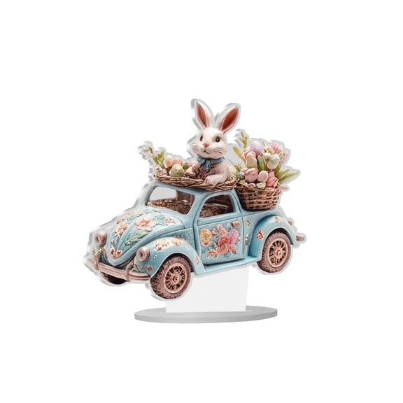 2D Flat Acrylic Easter Eggs And Bunny Scene, Clear Standee Decor, Easter Decorations For Table Setup And Photo Display, Easter Home Decor(A)