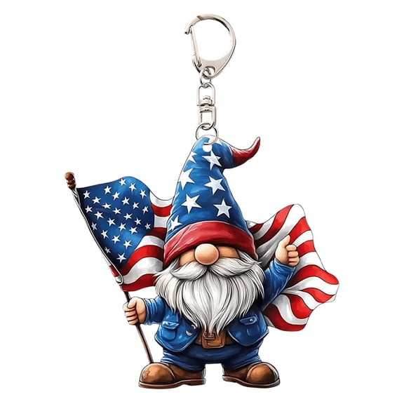 2D Flat Acrylic Four Dwarf Pendant, Patriotic Car Rearview Ornament, Auto Hanging Charm for Vehicle Interior and Independence Day Home Decor