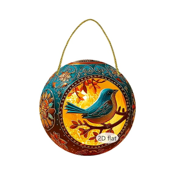 2D Flat Acrylic Garden Door Window Pendant Decorations, 2 Small Birds On Branch with Leaves Berries, Hanging Props for Garden Fence Home Foyer Study