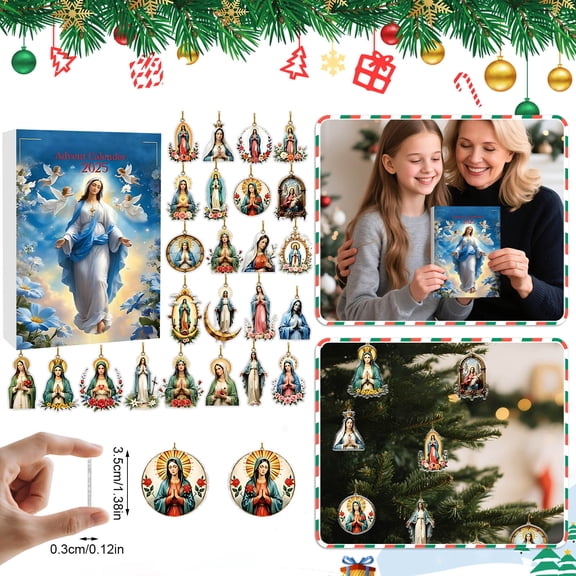 2D Flat Acrylic Mystery Box with 24 Pendants & Airplane Box, Christmas Countdown Calendar Fun Gift for Kids Teens Adults