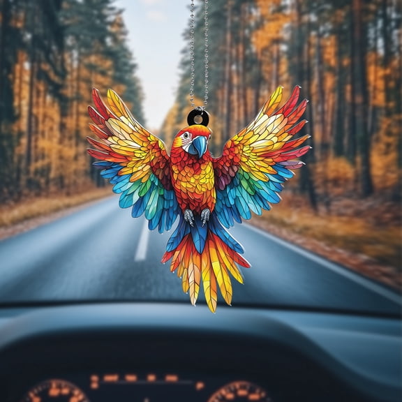 2D Flat Acrylic Parrot Window Hanging – Colorful Macaw Sun Catcher for Car & Home – Unique Handmade Bird Decor – Vibrant Tropical Ornament – Perfect Gift for Nature, Animal & Boho Lovers