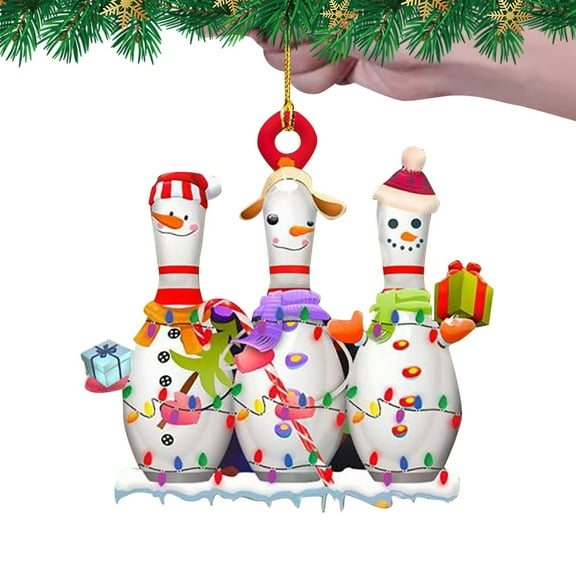 2D Flat Acrylic Personalized Bowling Ornament, Personalized Bowling Pendant for Christmas Tree, Christmas Bowling Hanging Decorations, Gifts for Sport Lover, Christmas Party Supplies