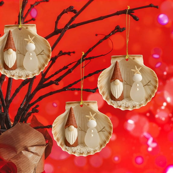 2D Flat Acrylic Seaside Shells Pendant Hanging Decoration - Beach Ornament Rustic Home Decor, Ocean Gifts for Women, Seashell Ornaments