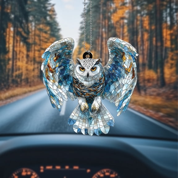 2D Flat Acrylic Snowy Owl Window Hanging – Majestic Owl Sun Catcher for Car & Home – Unique Handmade Bird Decor – Symbol of Wisdom & Winter – Perfect Gift for Nature, Wildlife & Boho Lovers