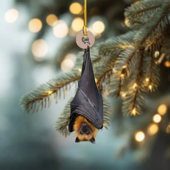 2D Flat Bat Hanging Pendant Christmas Ornament 0.3cm Thick 8cm, Acrylic Home Decoration for Xmas Tree, Halloween and Holiday Festive Decor
