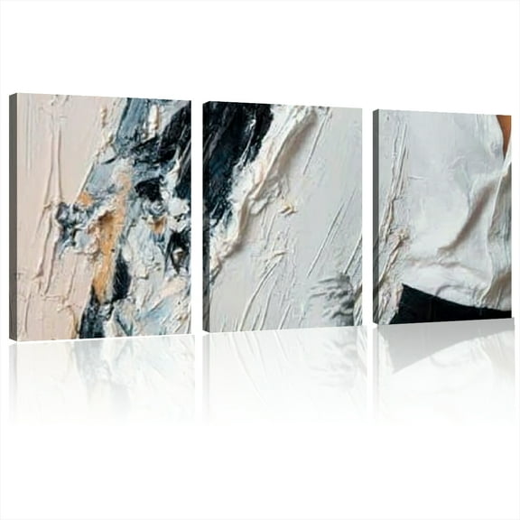 2D Flat, Boho Modern Art Deco Canvas Wall , Abstract Striped Oil Painting in Neutral Tones, Indoor Wall Decor for Living Room, Bedroom, Kitchen, Office &amp; Aesthetic Room Decor 12x16inchx3pcs