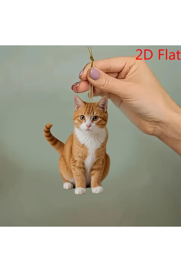 2D Flat Car Interior Acrylic Keychain, Cute Orange Tiger Cat Acrylic Pendant, Suitable for Keychain, Home Window, Car Interior Backpack, Funny Creative Key Ring - Ideal Valentine's Day Gifts