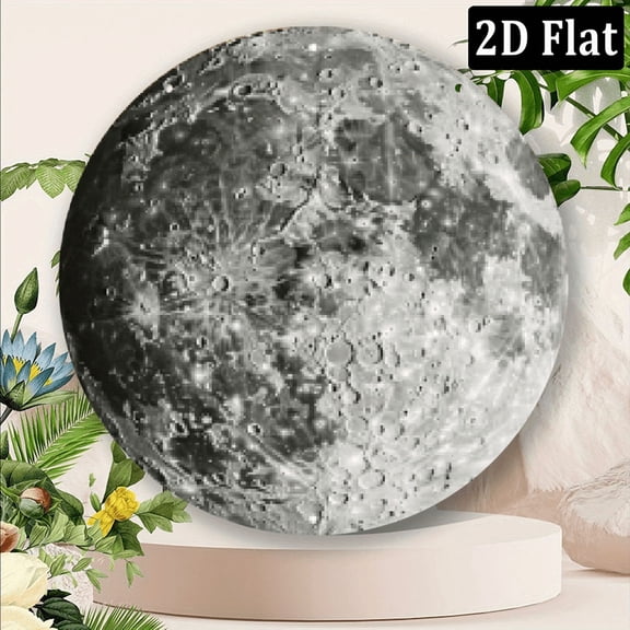 2D Flat, Chic Moon 8x8 Inch Durable Aluminum Moon Wreath Sign - Resistant, Easy-Hang IndoorOutdoor Wall Decor for Home, Coffee Shop, Restaurant, Moon Decor, Outdoor Decoration, Artistic Lunar Desig